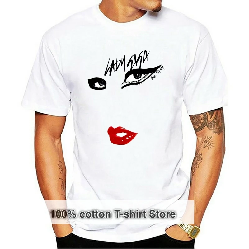 

Белая футболка с надписью Lady Gaga Eyes Lips Born This Way