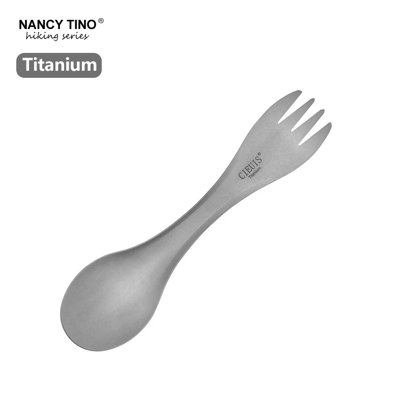 

Dual-use Outdoor Pure Titanium Dinnerware Portable Salad Spork Pure Titanium Environmental Protection Hiking Camping Picnic