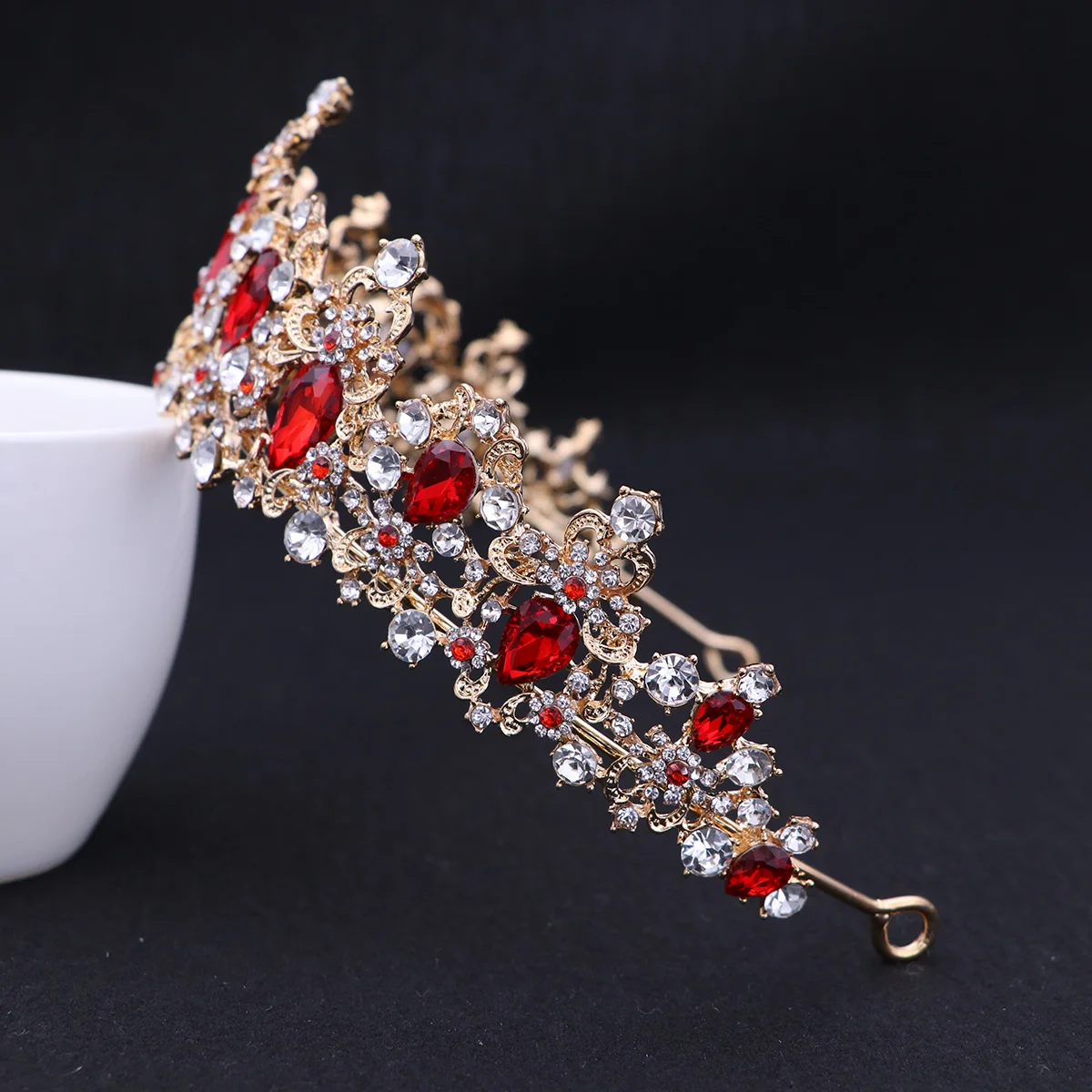 

Baroque Wedding Crowns Royal Tiara Bride Tiaras Bridal Headband Headpieces Hair Accessories for Red