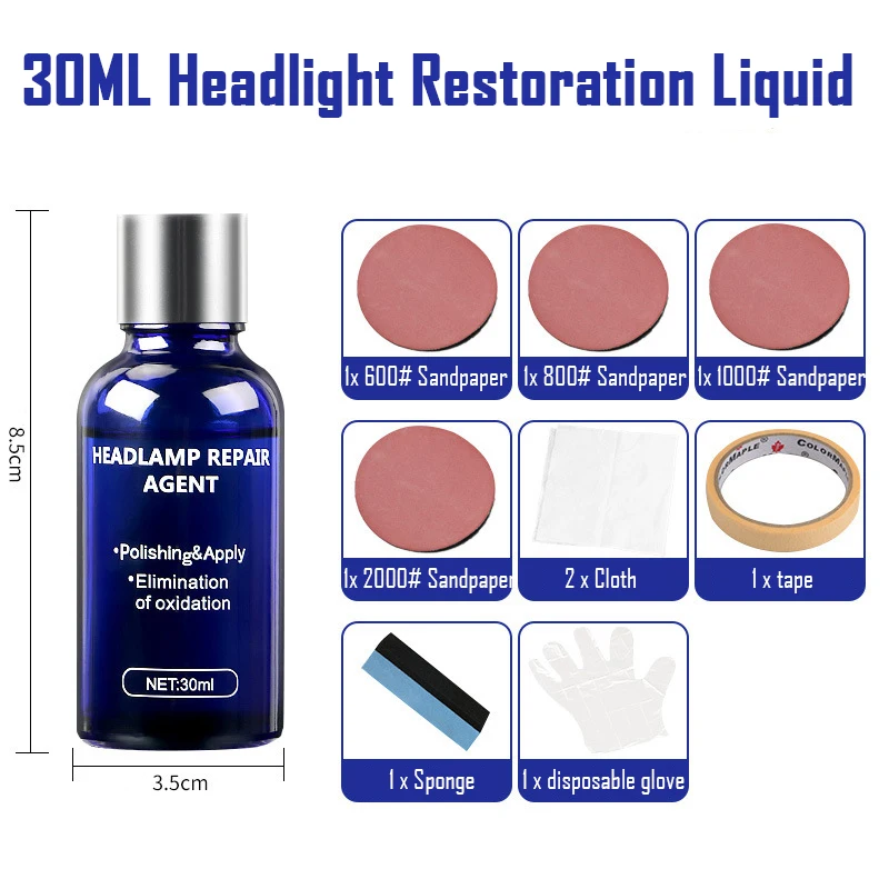 

10 30ml Car Headlight Headlamp Repair Agent Car Lights Lens Polishing Restoration Fluid Liquid Scratch Oxidation Renovation