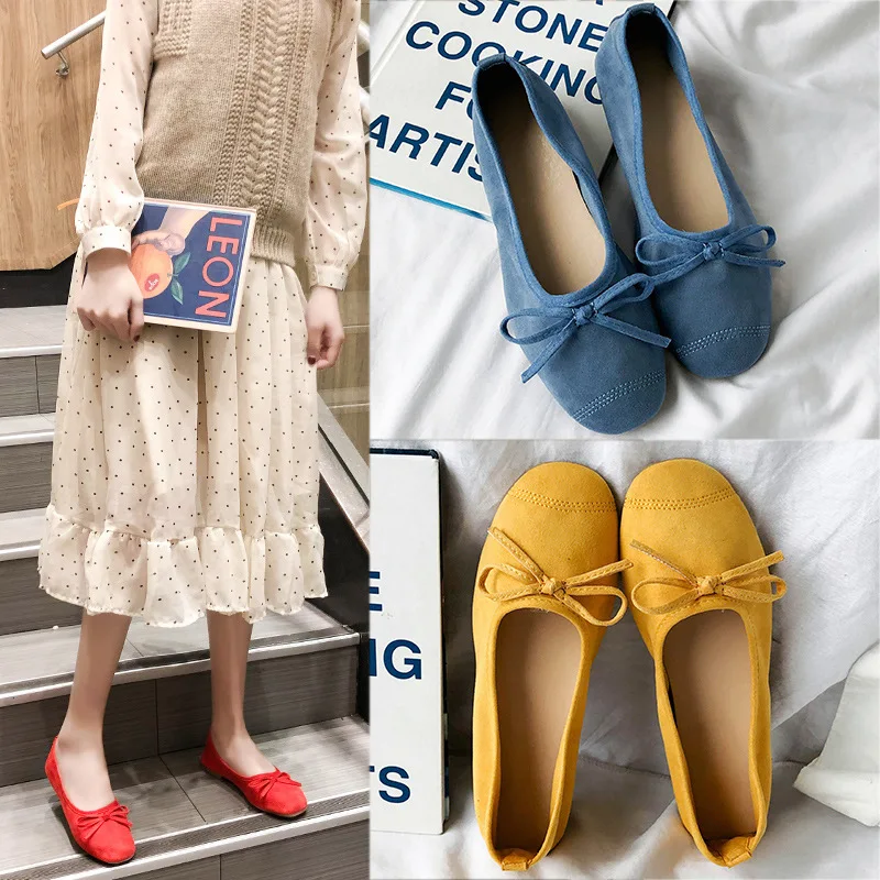 

Женские туфли с бантиком, на плоской подошве, с закрытым носком, весна-лето-осень, 2022