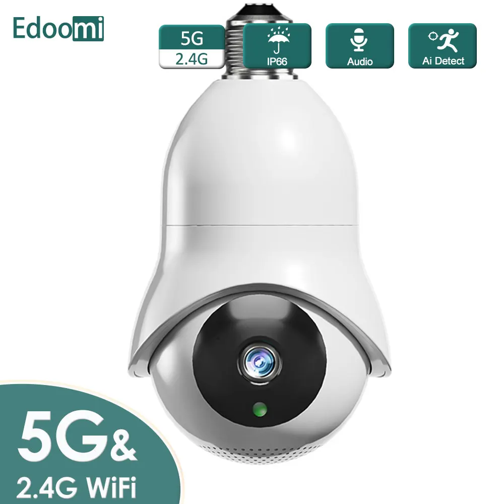 

Камера с лампочкой 1080P, беспроводная, Wi-Fi, PTZ, поворот на 360 градусов, умная система безопасности, Интерфейс E27, функция ночного видения