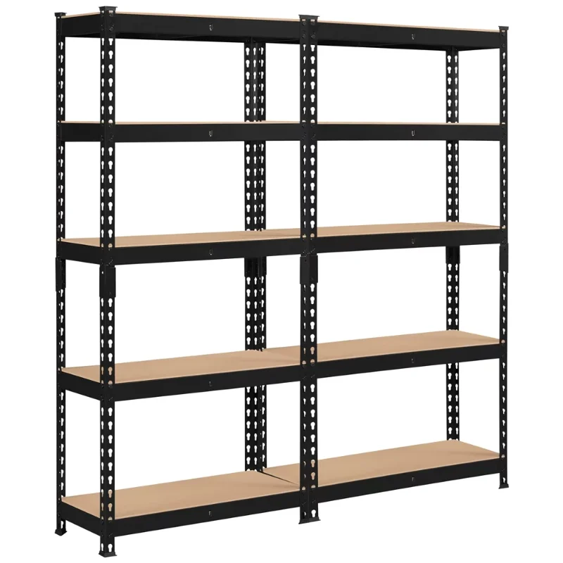 

SMILE MART 2pcs 5 Tiers Boltless Storage Shelf Units with Metal Frame for Warehouse Home, Blackorganize shelves