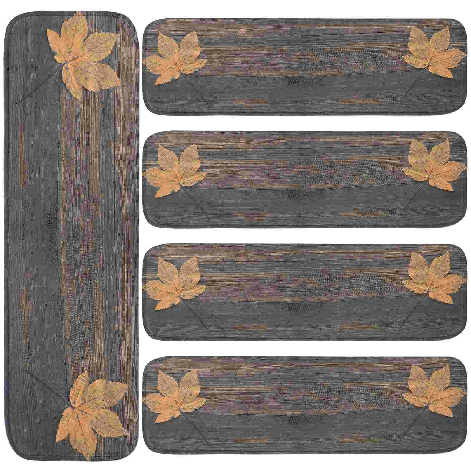 

5pcs Carpet Stair Treads Maple Leaf Non Rug Pads for Indoor Carpet Stairs Mats Pads Anti- Stairs Rug Carpet Stair Treads Rug