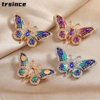 shiny rhinestone butterfly brooch female personality drip oil color insect brooches coat pin imitation enamel animal accessories