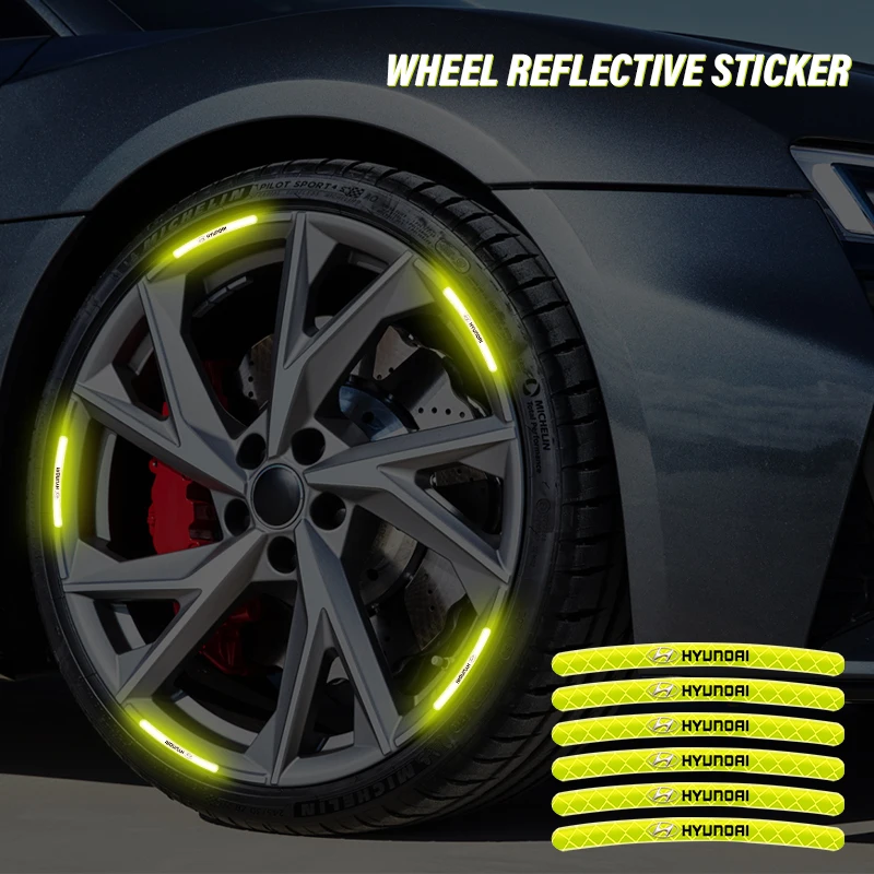 

20pcs Car Styling Reflective Sticker Motorcycle Bike Body Rim Wheel Stripe Decals Decorative For Hyundai IX35 IX25 Tucson EV I30