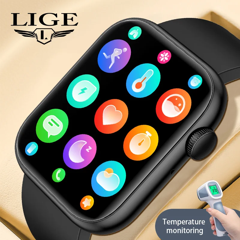 

LIGE 2022 Watch For Men Smart Watch Ladies Sports Fitness Smartwatch Body Temperature Detection Flashlight Clock Bluetooth Call