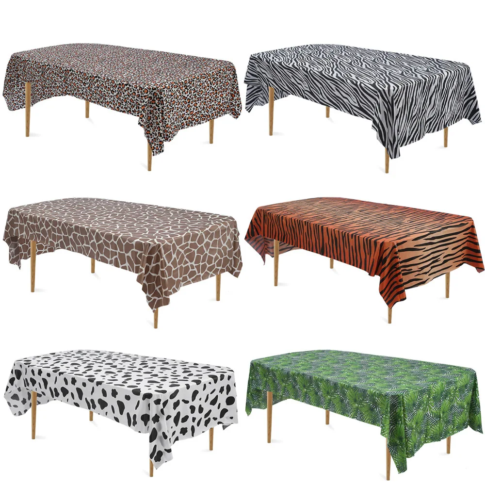 

1pcs Jungle Animal Theme Tablecloth for Kids Safari Birthday Party Decoration Leopard Print Tiger Print Tablecloth Home