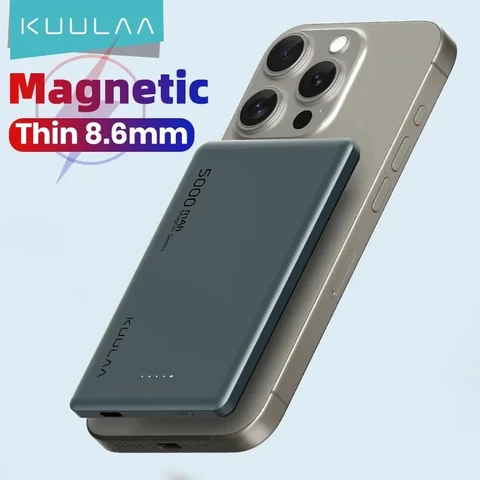 KUULAA 5000 мАч MagneticPower Bank 20 Вт Беспроводное зарядное устройство для телефона Внешняя батарея Быстрая зарядка для iPhone 16 15 14 Series PowerBank