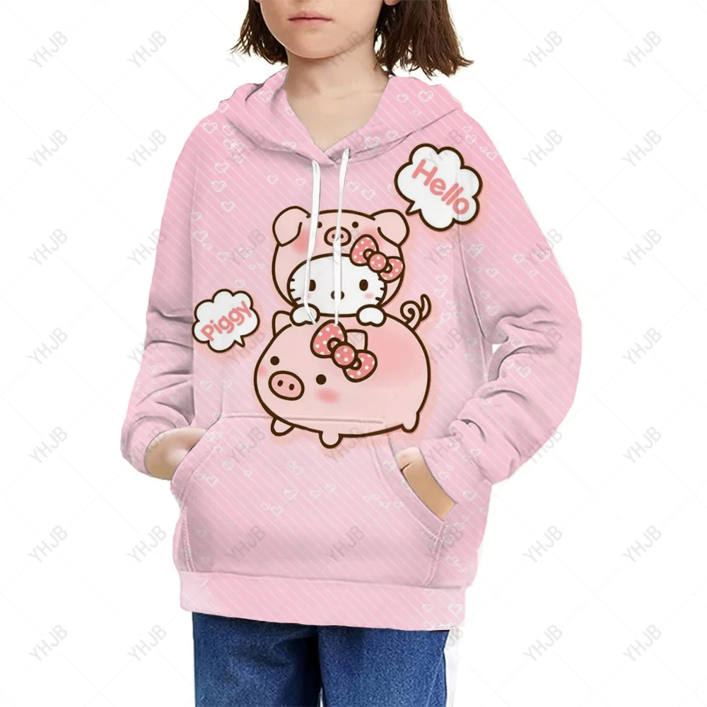 

Autumn and Winter New Children's Cartoon Jumper Hello Kitty 3D Print Soft Breathable Boys and Girls Jumper Long-sleeved Jacket