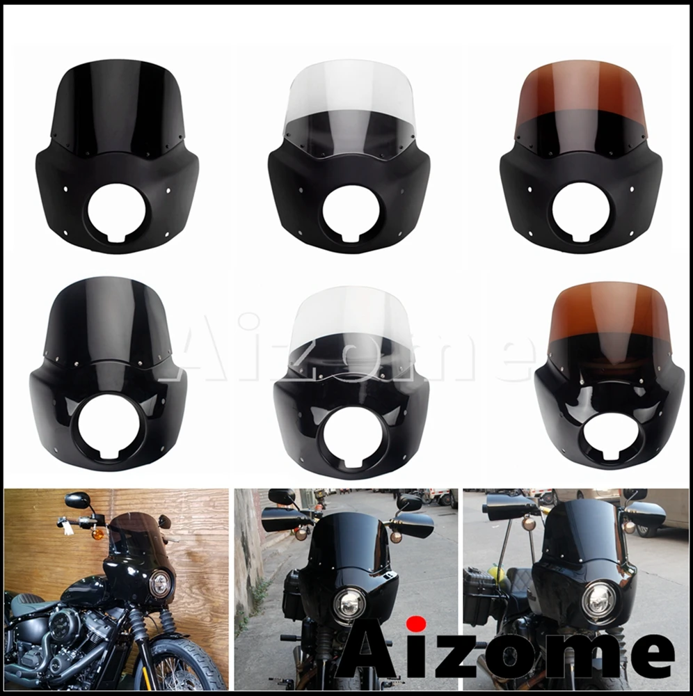 

Motorcycle Headlight Mask Fairing For Harley Softail Street Bob FXBB FXBBS Low Rider FXLR FXST Headlamp Windshield Cover 18-2022