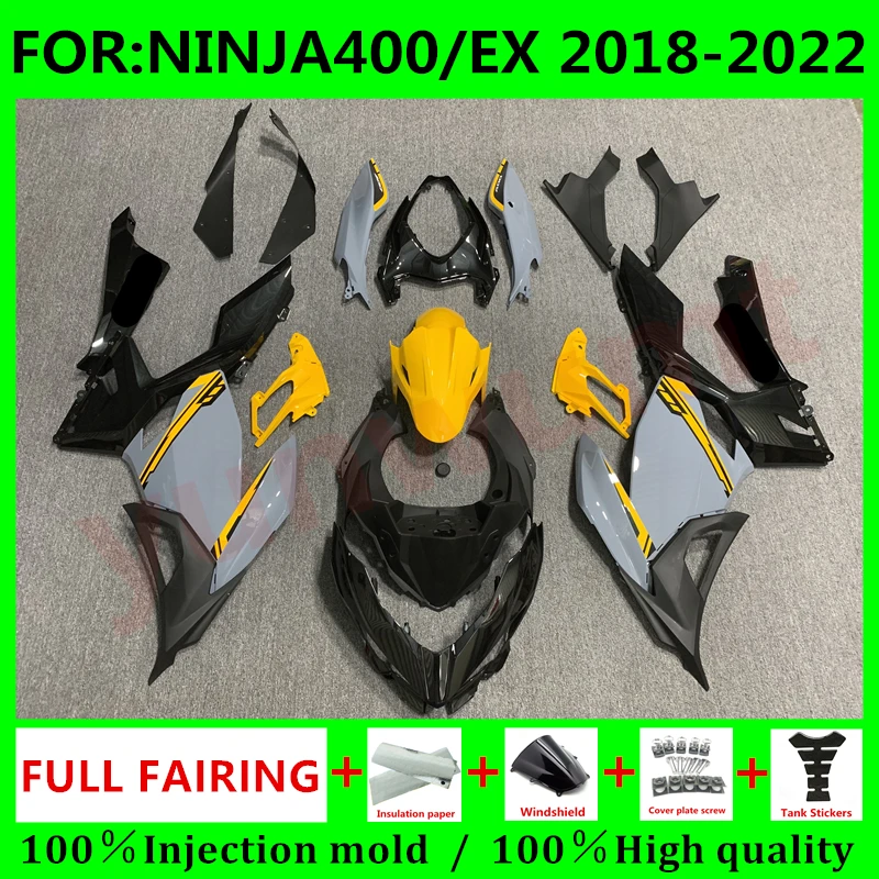 

Комплект обтекателей для мотоцикла Ninja400 Ninja EX 400 2018 2019 2020 2021 EX400 18 19 20 21 22 комплект обтекателей кузова серый черный
