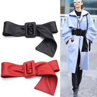 simple soft leather fashion wide bag buckle ladies waist imitation sheepskin decorative belt versatile dress coat pu waistband