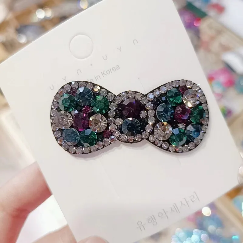 Корейские заколки для волос с блестящим бантом и стразами женщин модные девочек