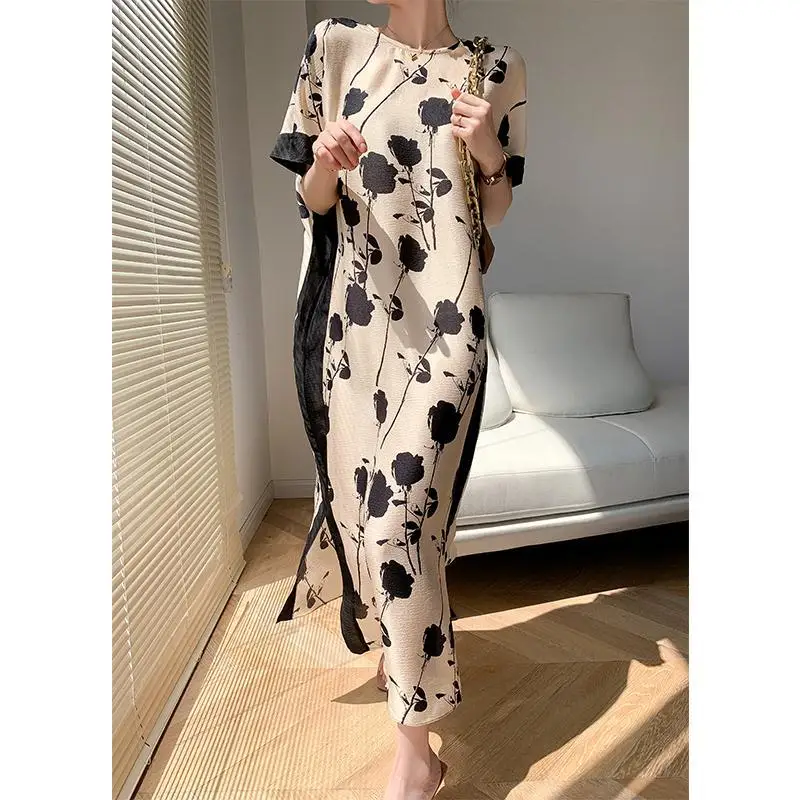 

Женское платье с принтом из искусственного шелка, юбка средней длины, трапециевидная юбка из искусственного шелка, лето 2021