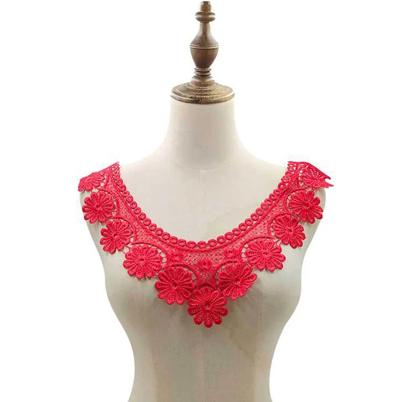 

Hollow Out Lace Embroidered Collar Applique Neckline Neckband Fake Collar Solid Color Sewing Supplies Water Soluble Lace Collars