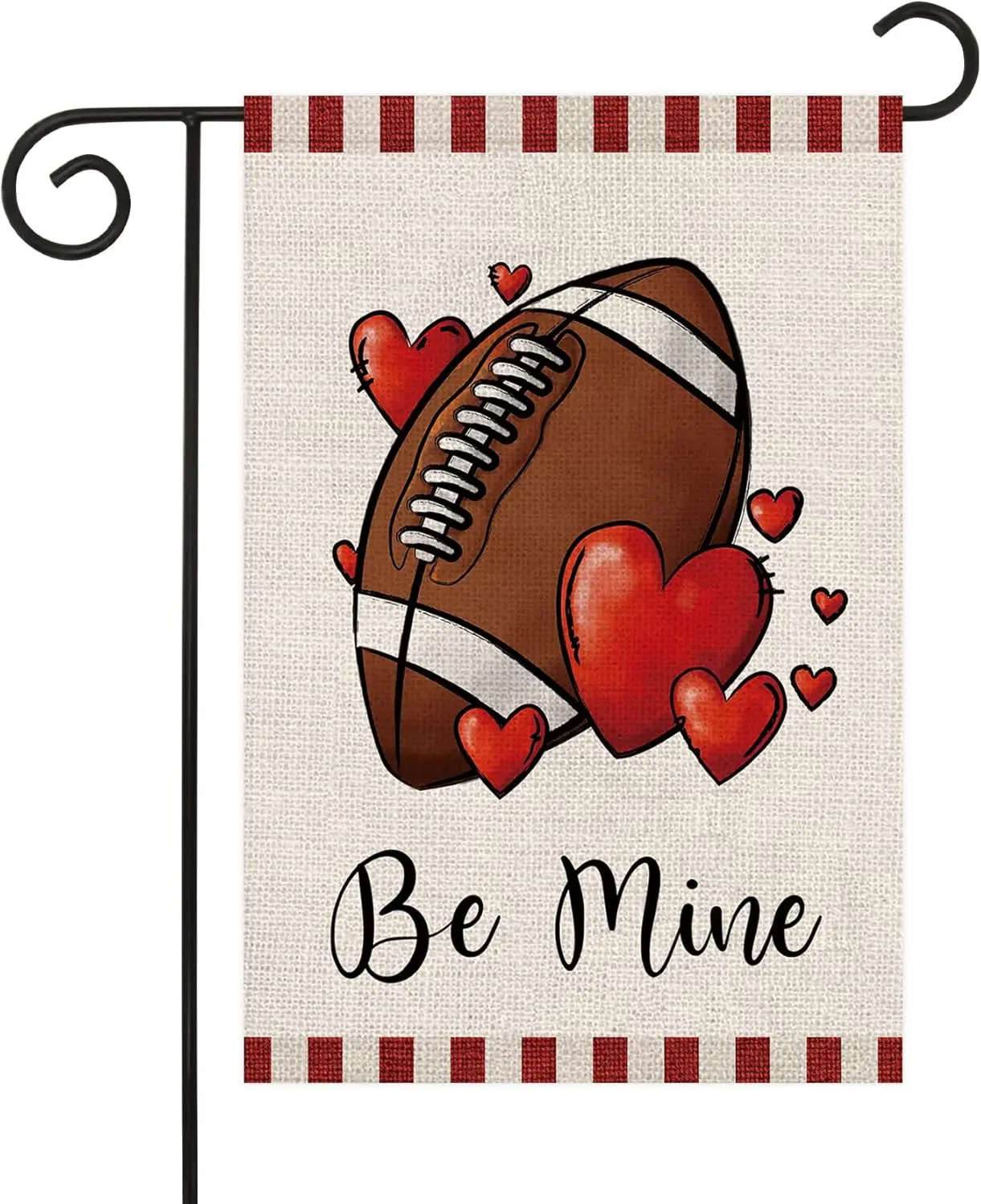 Фото Флаг Texupday Be Mine Football Love Heart Decoration для Дня святого Валентина, двусторонний, вертикальный, из мешковины, для сада, в деревенском стиле, XXE PPM №1