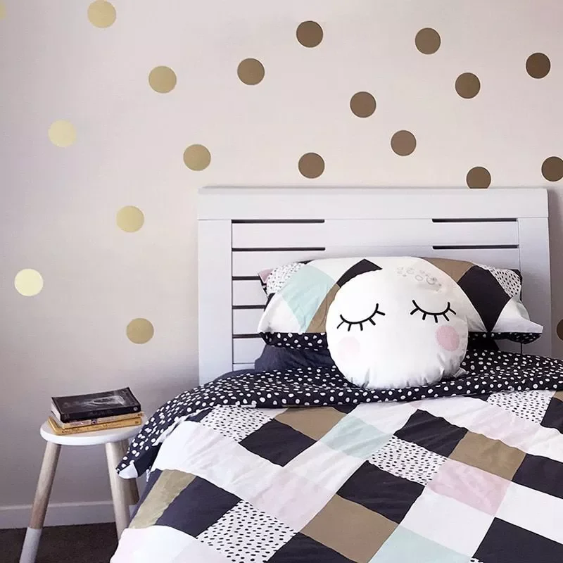 

Gold Silver Polka Dots Wall Stickers Gold Circle Wall Decals for Kids Room Home Decor DIY Stickers for Baby Nursery Room