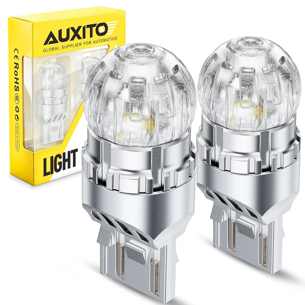 Фото AUXITO 2x T20 LED Canbus W21/5W W21W 7440 7443 Светодиодные сигнальные лампы DRL без ошибок для задних фонарей автомобиля, белые, 12В №1