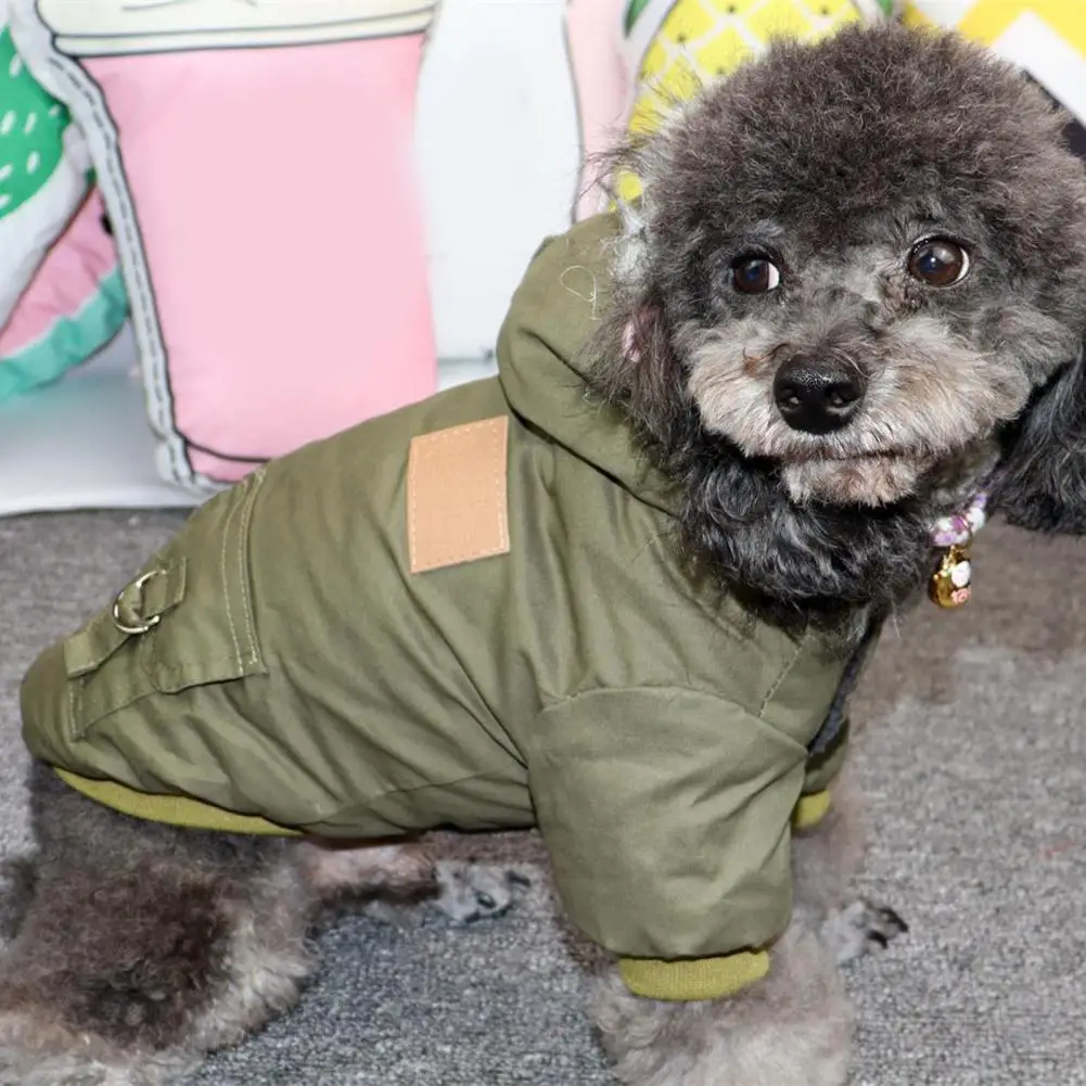 

Pet Cotton Coat Thicken Comfortable Warm Hooded Design Dog Winter Coat With Button Closure Pet Supplies