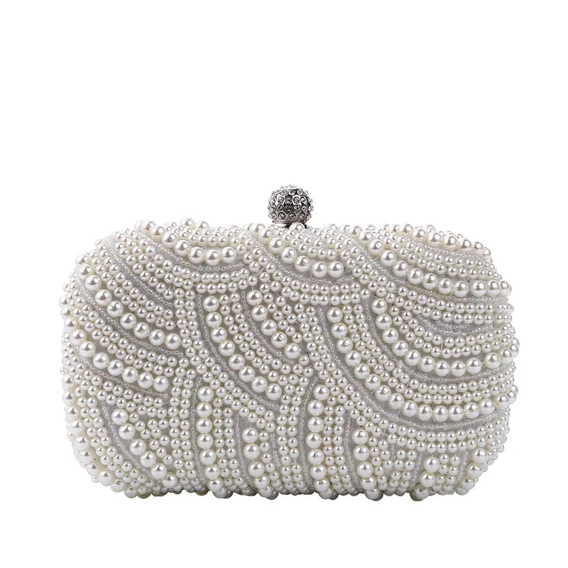

Retro Style Luxurious Designer Dinner Bag Pearl Fashionable Practicaldration Women Handbag Party Wave Shape Evening Bag