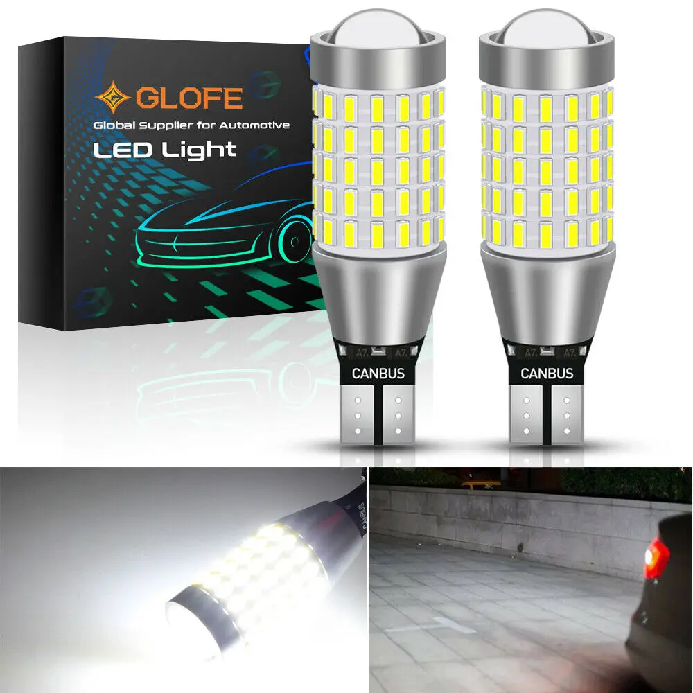 

2X Glofe 921 912 Led Reverse Back Up Light Bulb 6000K Super White T15 No Error