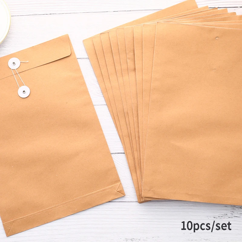 

10PCS A4 File Bag Data Book Large Capacity File Folder School Kraft Paper Bag