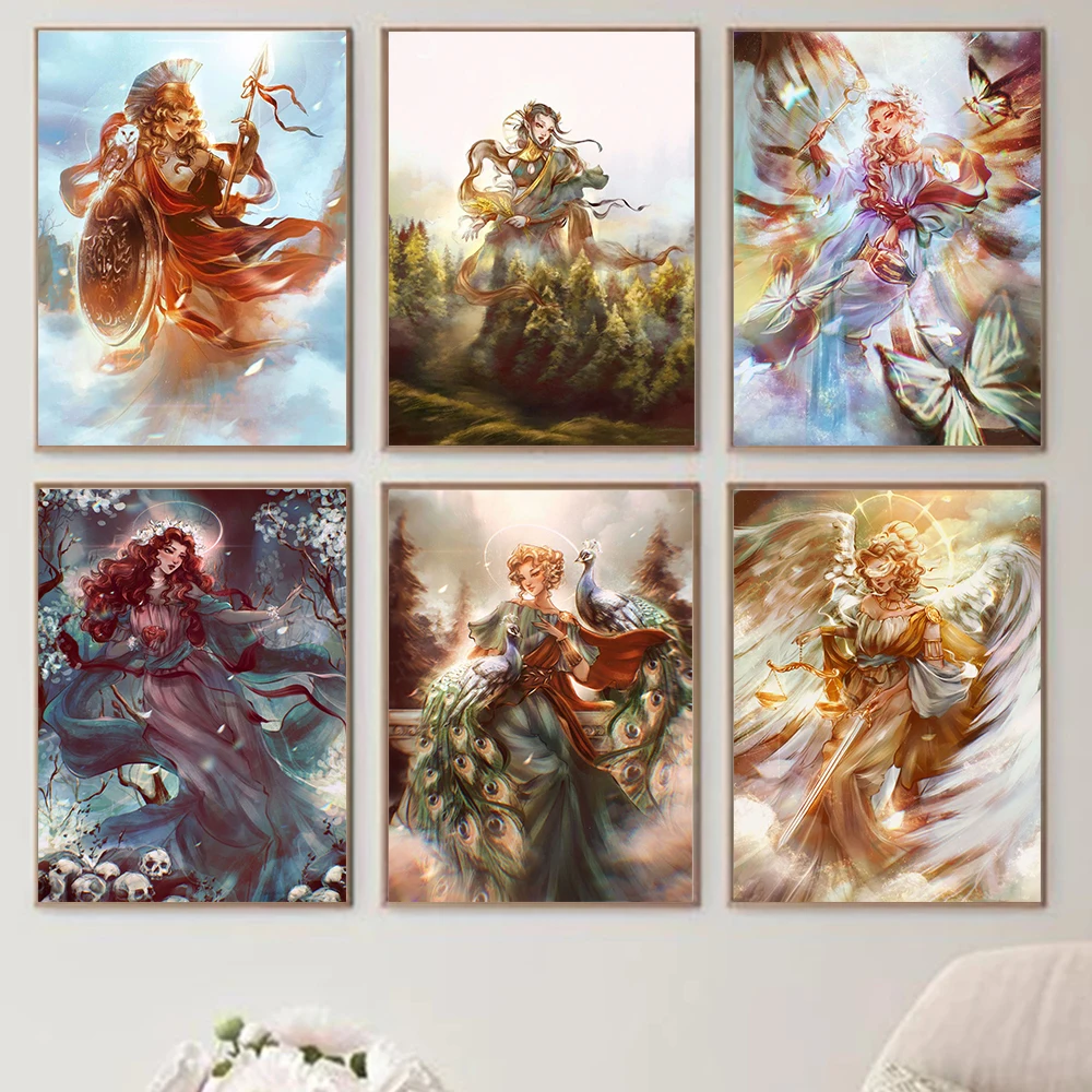 

Abstract Artwork Canvas Painting Hestia Hera Athena Demeter Greek Oil Art Prints Greek Goddess Poster Wall Pictures Home Decor