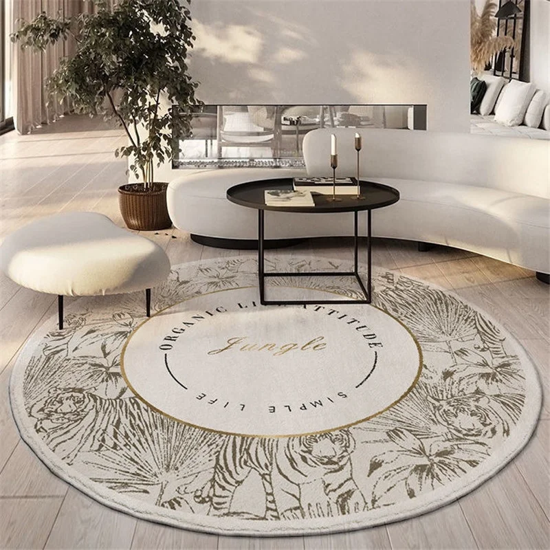 

Nordic Floral Round Carpet Thick Area Rugs Living Room Ethnic Bedside Carpets Non-slip Bedroom Floor Mats Washable Doormat Tapis