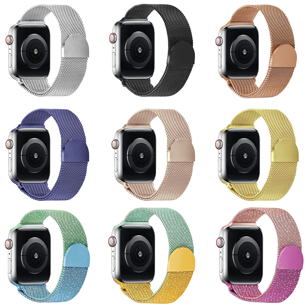 Цветной магнитный ремешок для Apple Watch Series нержавеющая сталь Круглый Ремешок