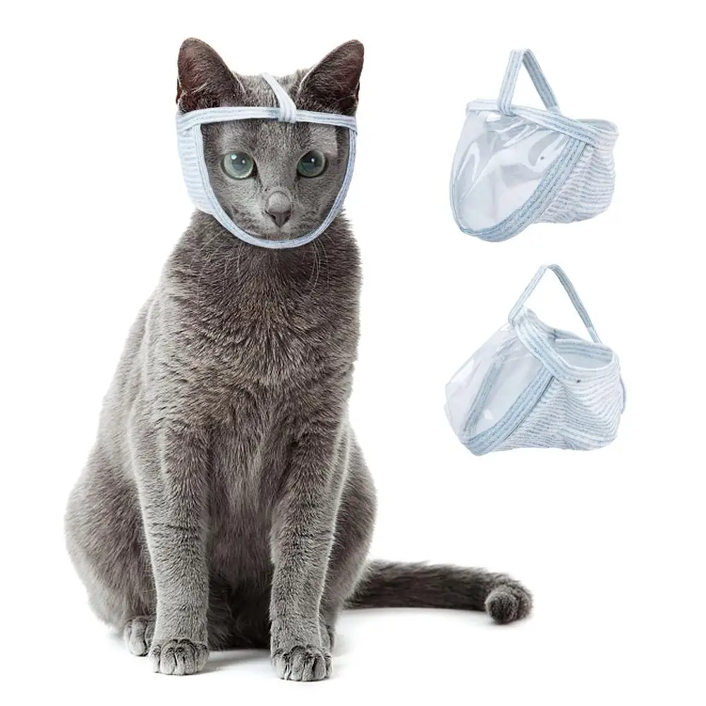 

Pet Cat Muzzle for Grooming Breathable Transparent Cat Face Guard for Nail Trimming Bathing Cat Mouth Cover To Prevent Biting