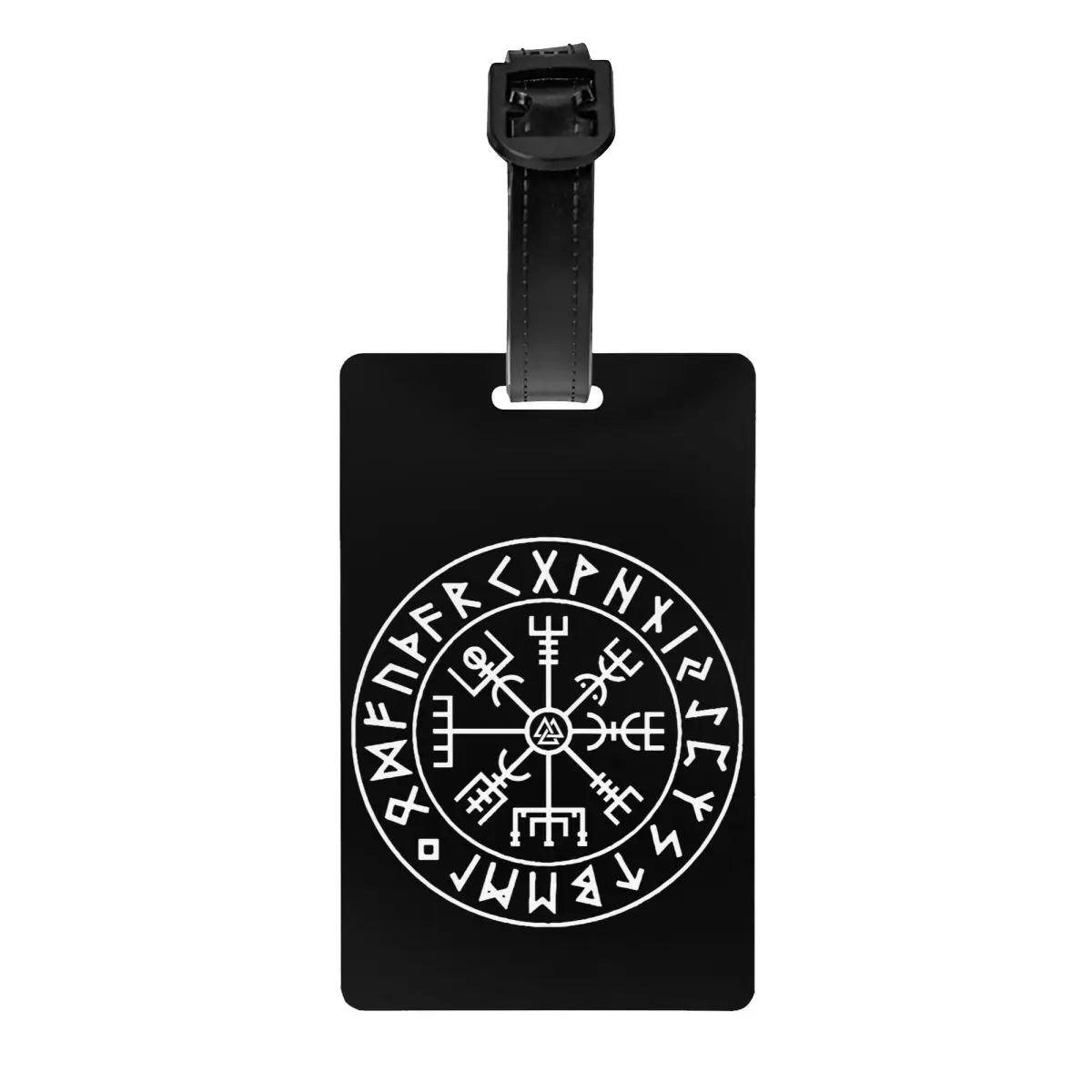 

Custom Viking Compass Luggage Tag With Name Card Vegvisir Runes Navigator Vikings Privacy Cover ID Label for Travel Bag Suitcase
