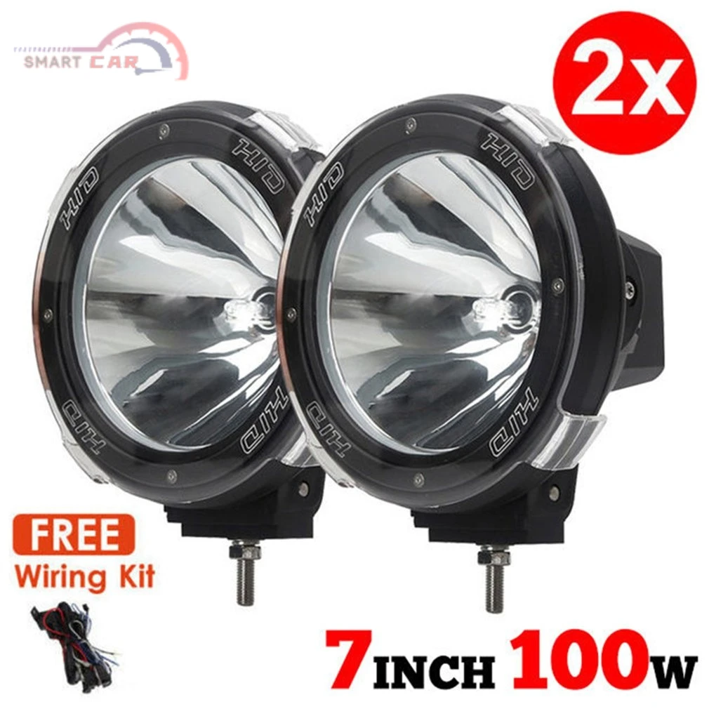 

1 Pair 7" inch 12V 100W HID Driving Lights XENON Spotlights for Offroad Hunting Fishing Camping Work Spot Lights