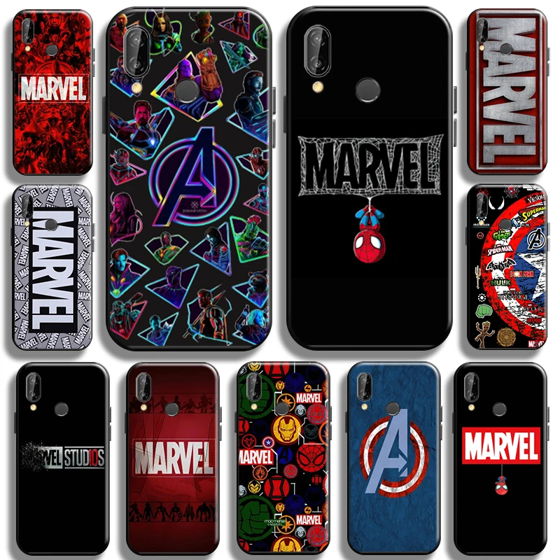 

Fashion Marvel Logo Phone Case For Huawei P20 Pro P20 Lite Coque Liquid Silicon Cover TPU Full Protection Shell Shockproof
