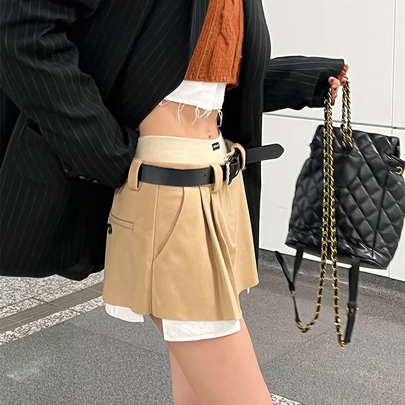 Vintage Irregular Micro Skirt 2023 Fashion Women Casaul Cropped Patchwork High Waist Sexy Pleated Mini Skirt Streetwear images - 6