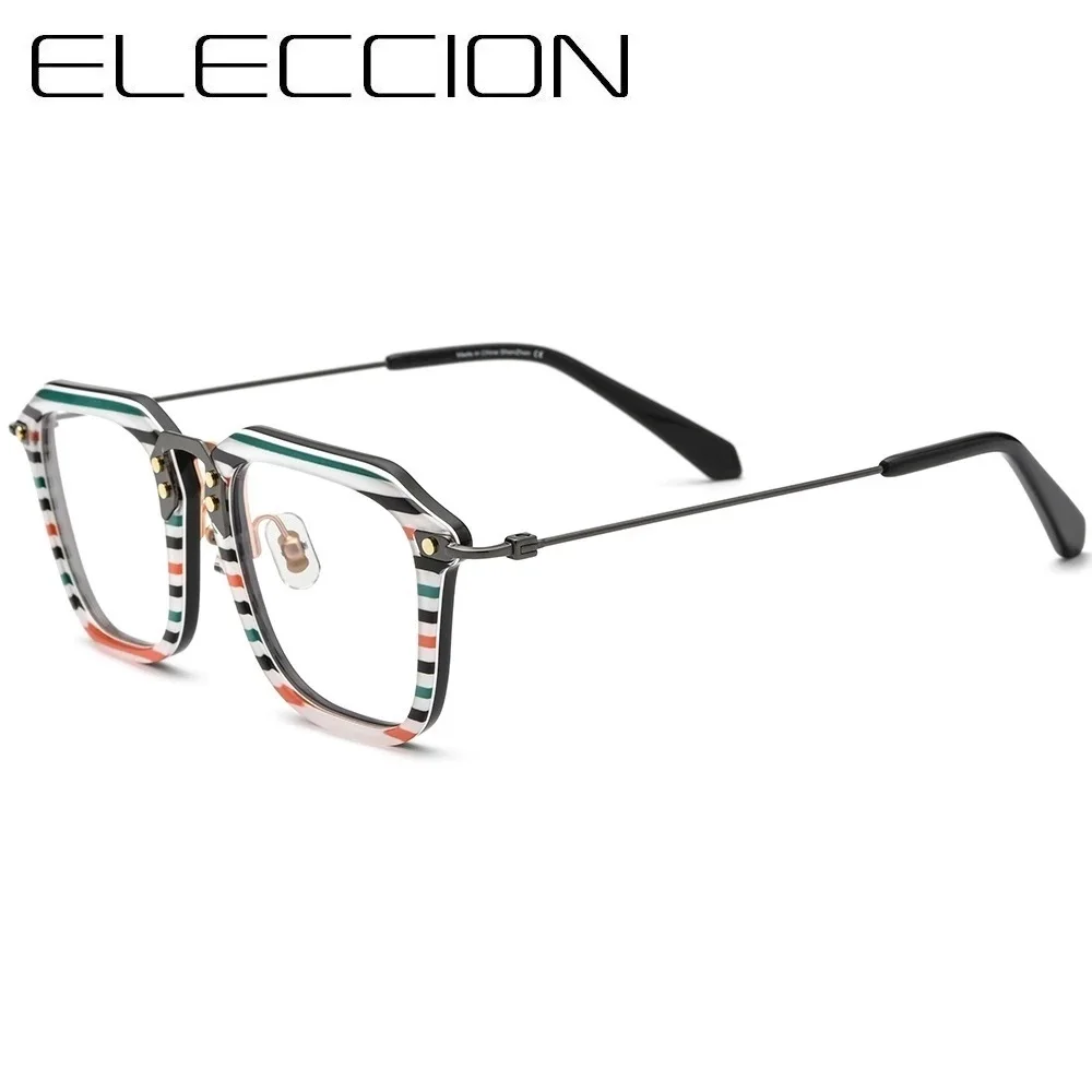 

ELECCION Acetate Rim Titanium Legs Myopia Optical Frame Women Glasses Prescription Eyeglass Frames For Men Square Eyewear