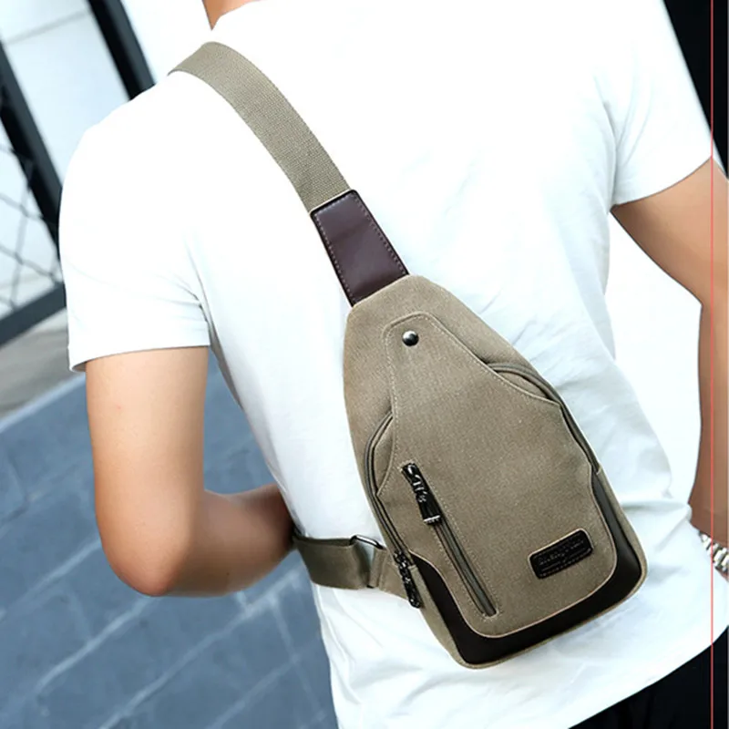 High Quality Outdoor Men Chest Bag Vintage Canvas Crossbody Bag For Man Casual Shoulder Bag Large Capacity Sling Bag