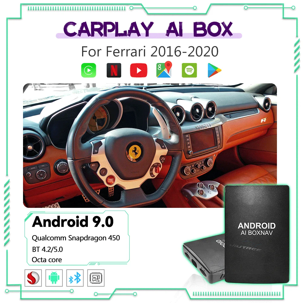 

CarPlay AI Box Wireless For FERRARI FF F12tdf California T 488 GTB 2016-2020 Android Mirror link Netflix Yotube