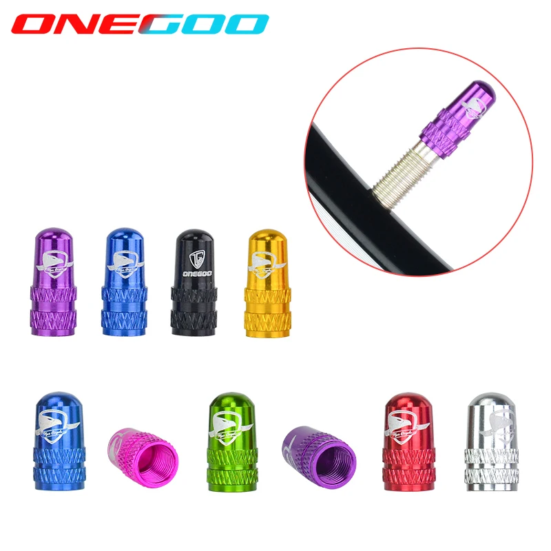 

ONEGOO Bicycle Mountain Road Bike Gas Nozzle Cap Aluminum Alloy Presta Schrader Air Valve Cap Bike Inner Tube Valve Dust Cap 2pc