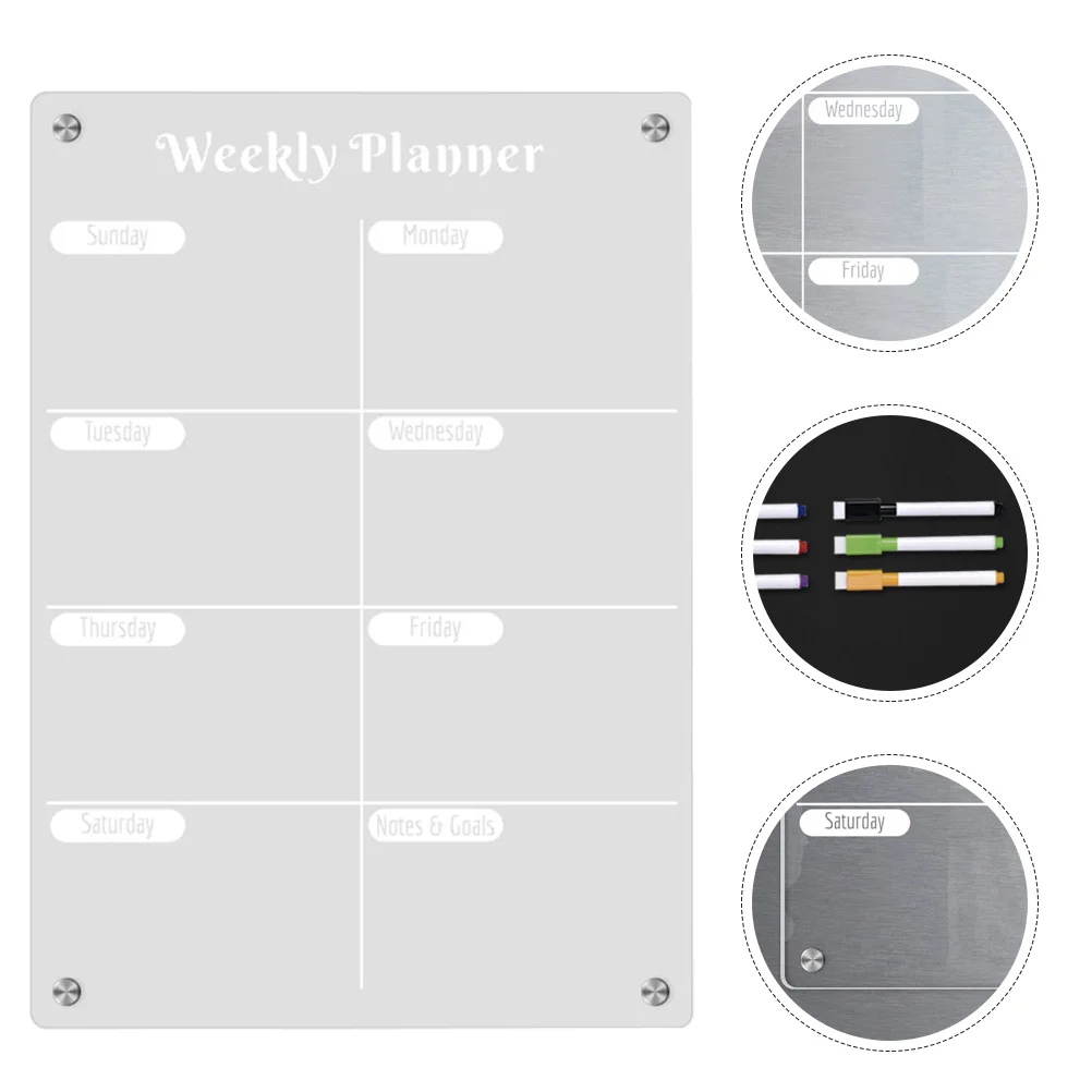 

Weekly Planner Board Message Clear Dry Erase To-do-list Fridge Refrigerator Magnetic Refrigerators Acrylic White Walls Schedule