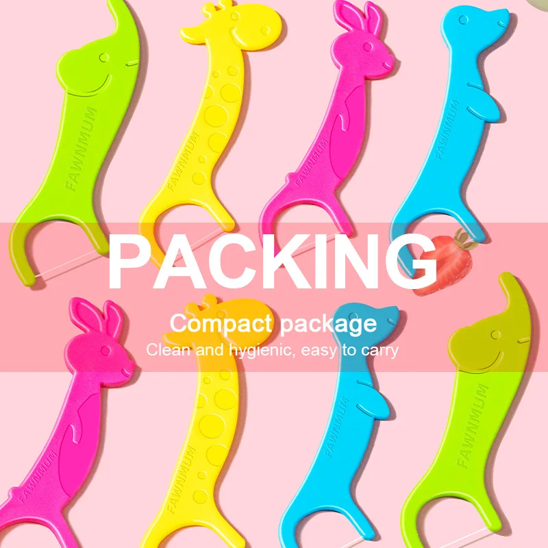 Детская зубная нить Fawnmum 40 палочек цветная для детей Ортодонтическая чистки