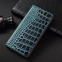 crocodile genuine leather case for oppo realme c1 c2 c2s c3 c3i c11 c12 c15 c17 magnetic flip phone wallet cover