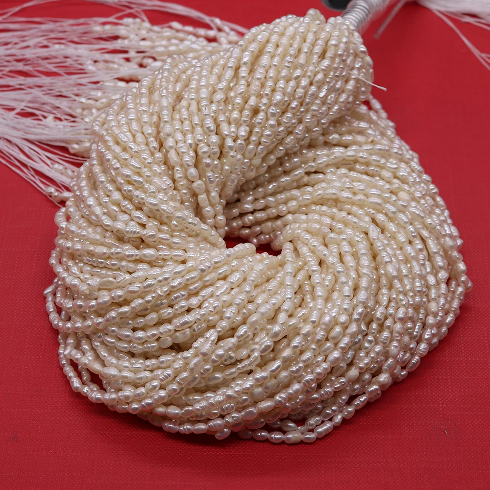 2-3mm Natural Freshwater Pearl White Rice Shape Pearl Grade A for DIY Jewelry Making Elegant Necklace Bracelet Jewelry Making