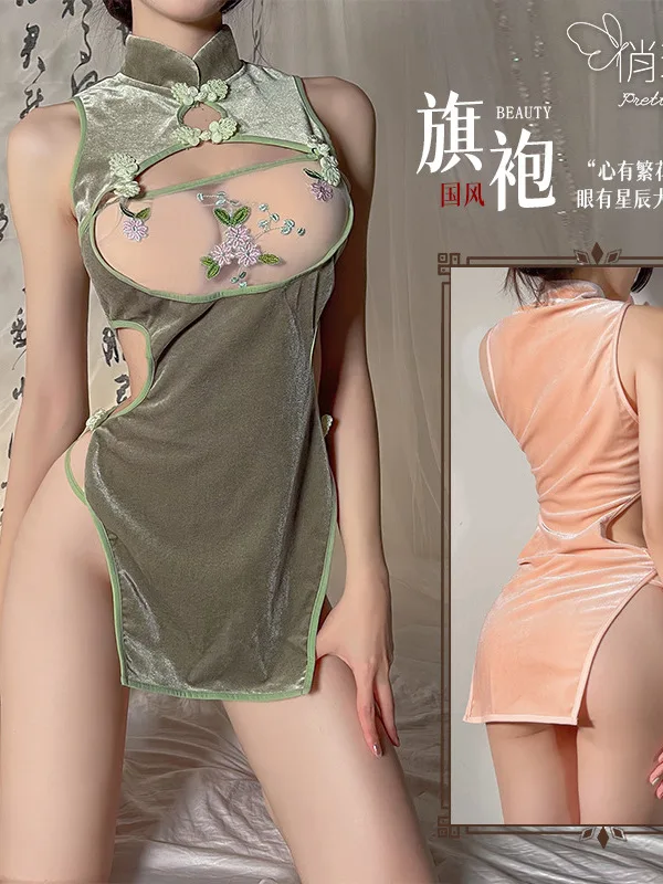 Сетчатое кружевное мини-платье женское белье с вышивкой и цветами