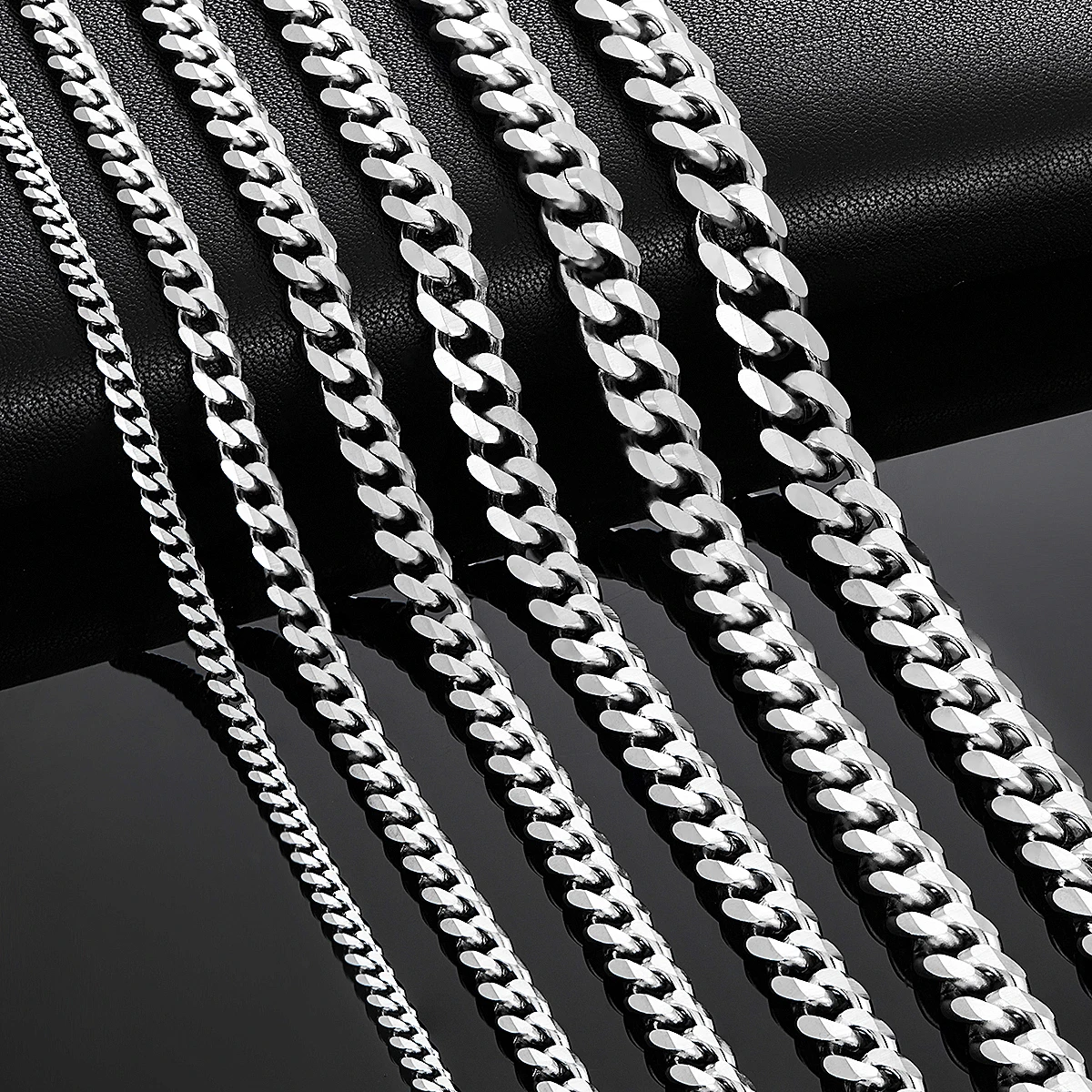 Cuban Link Chains Stainless Steel Classic Men Boy Curb Chunky Necklace 3.6mm to 11mm 14 to 30 Inches