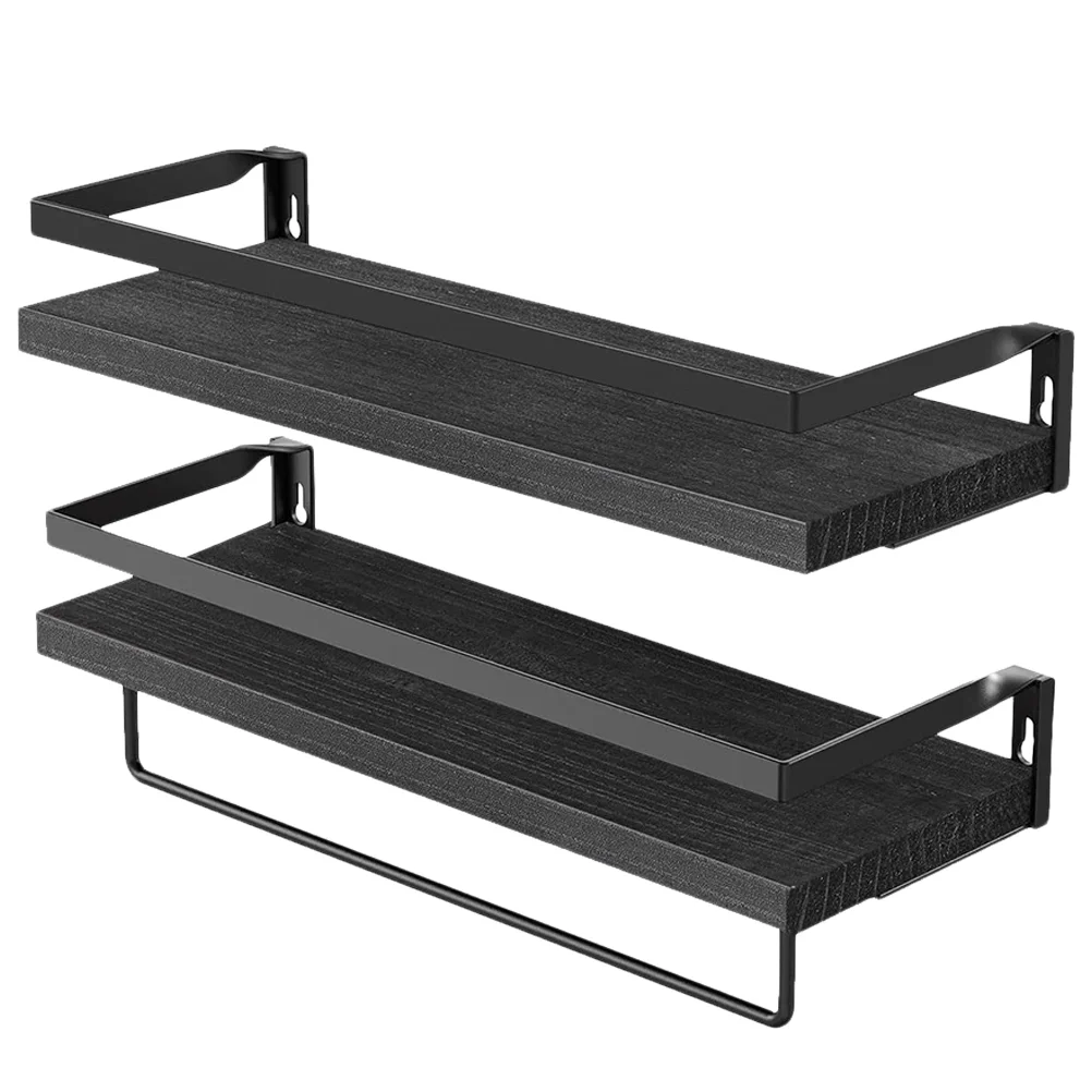 

2 Pcs Wall Storage Rack Bedroom Shelf Home Floating Wall-mounted Holder Paulownia Shelves