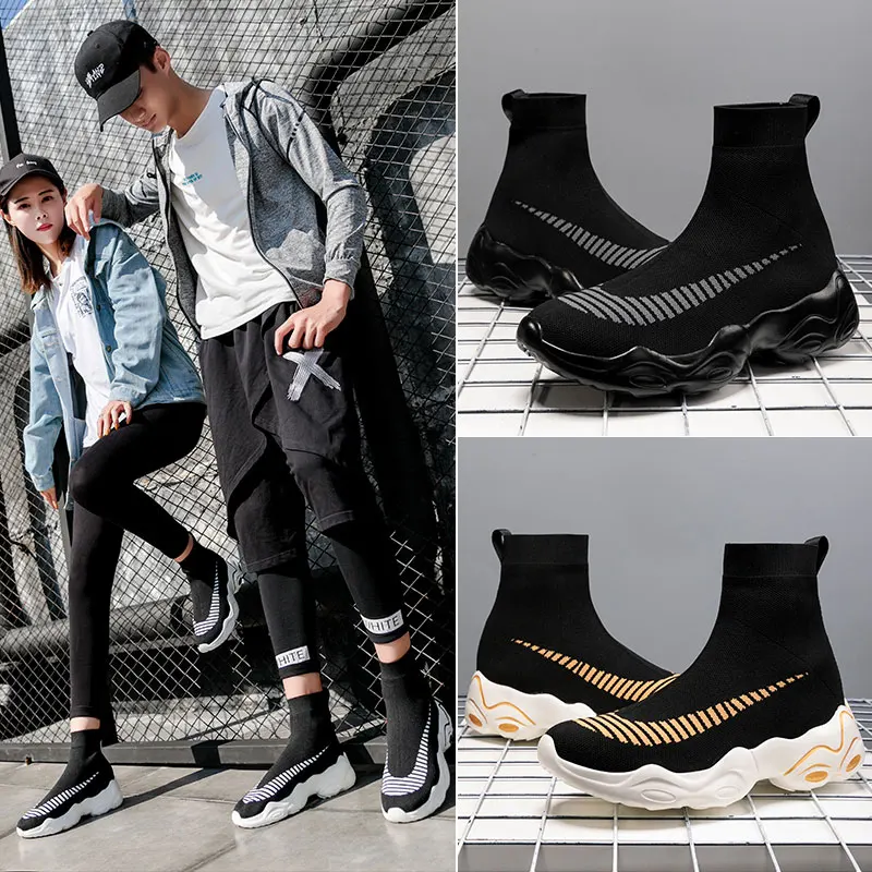 GIOIO 2023 New Socks Shoes Breathable Elastic Socks Sneakers Thick Sole Unisex Footwear Casual Shoes Flats Ladies Ankle Boots