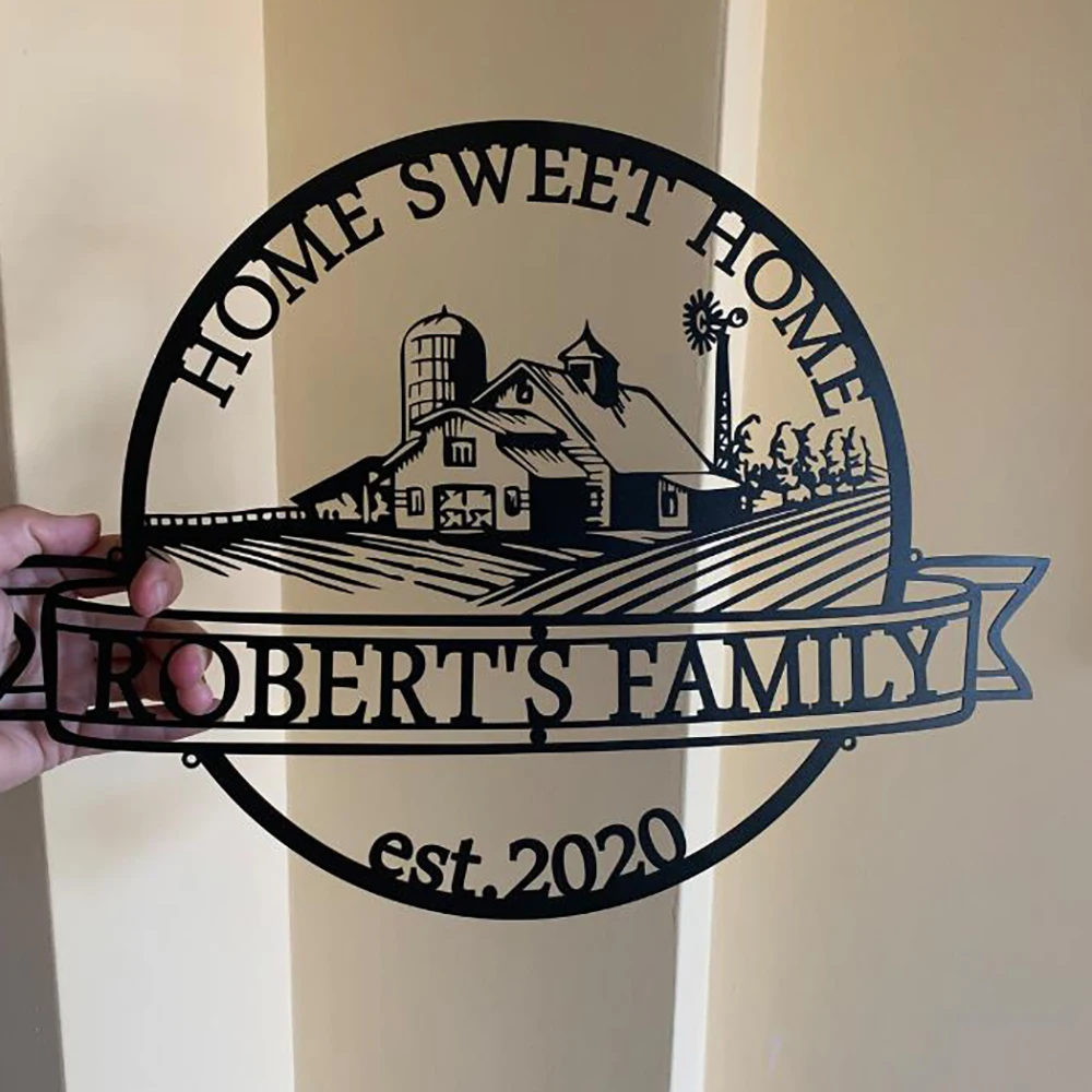 Милый домашний СЕМЕЙНЫЙ Знак персонализированный знак фамилия металлическая