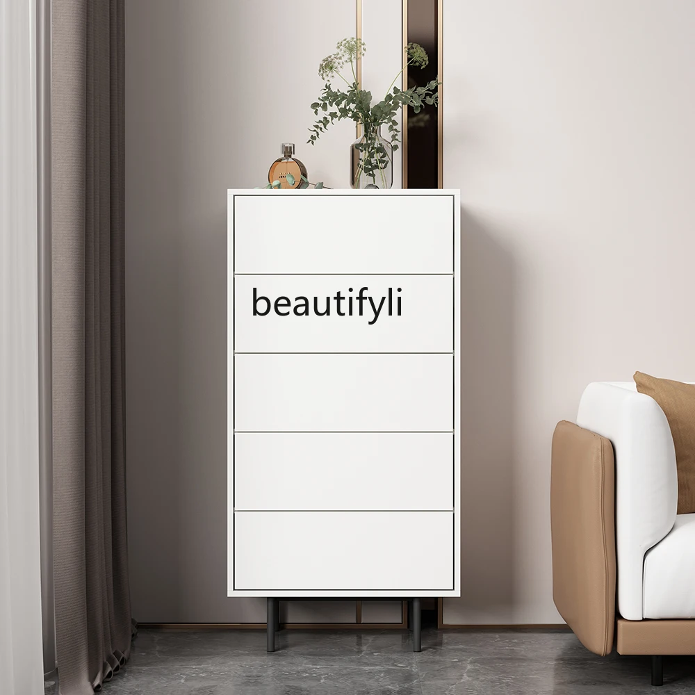 

zq White Italian-Style Light Luxury Chest of Drawers Home Large Capacity Living Room Drawer Snack Cabinet Locker