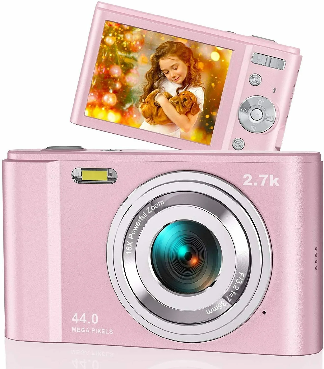 44MP Small Digital Camera 2.7K 2.88inch IPS Screen 16X Zoom Face Detection Vlogging Camera for Photography Beginners Kids Best